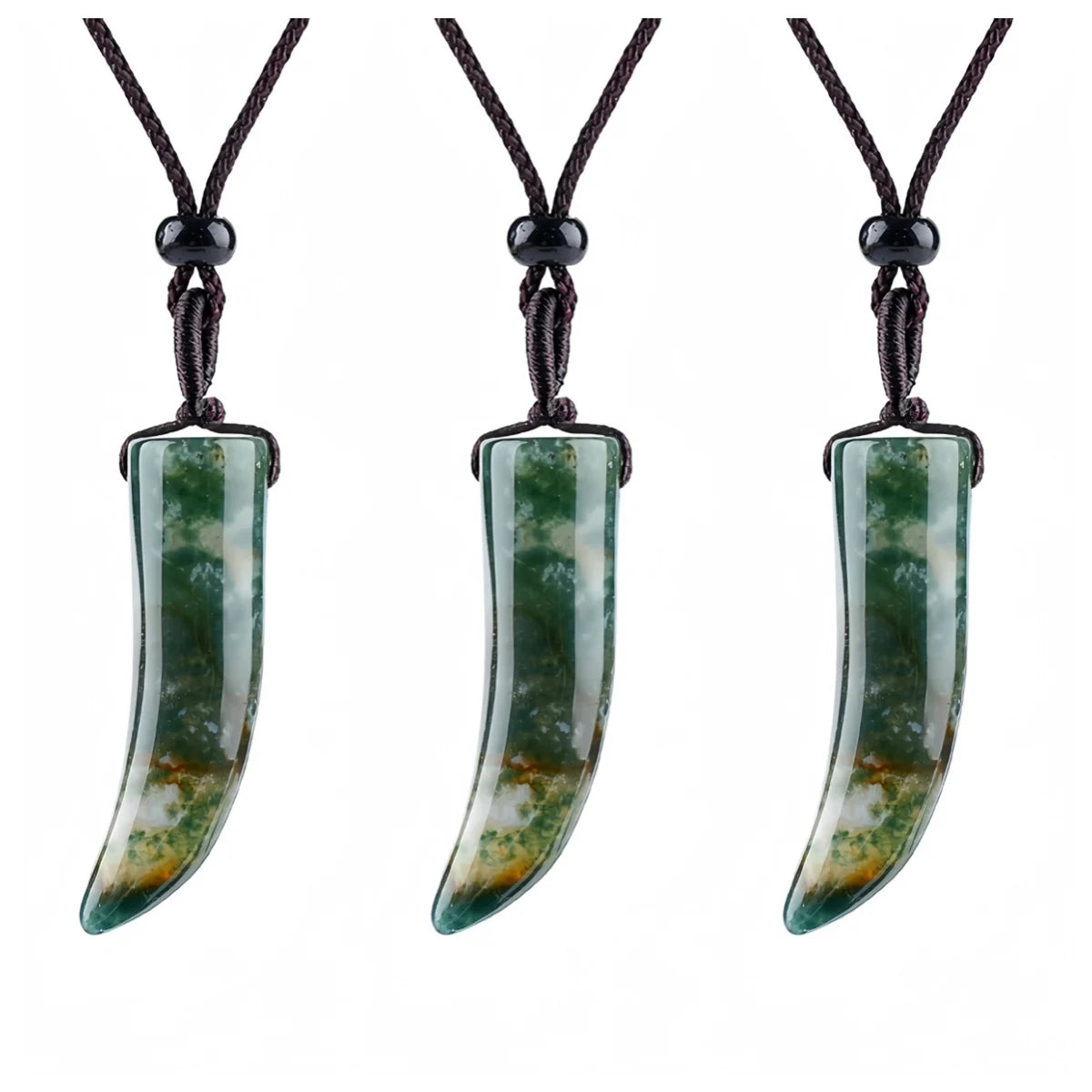 Fancy Jasper Ox-Horn Stone Pendant Necklace Adjustable Rope In Gift Box Healing Stone Choker for Men Women #SN2017