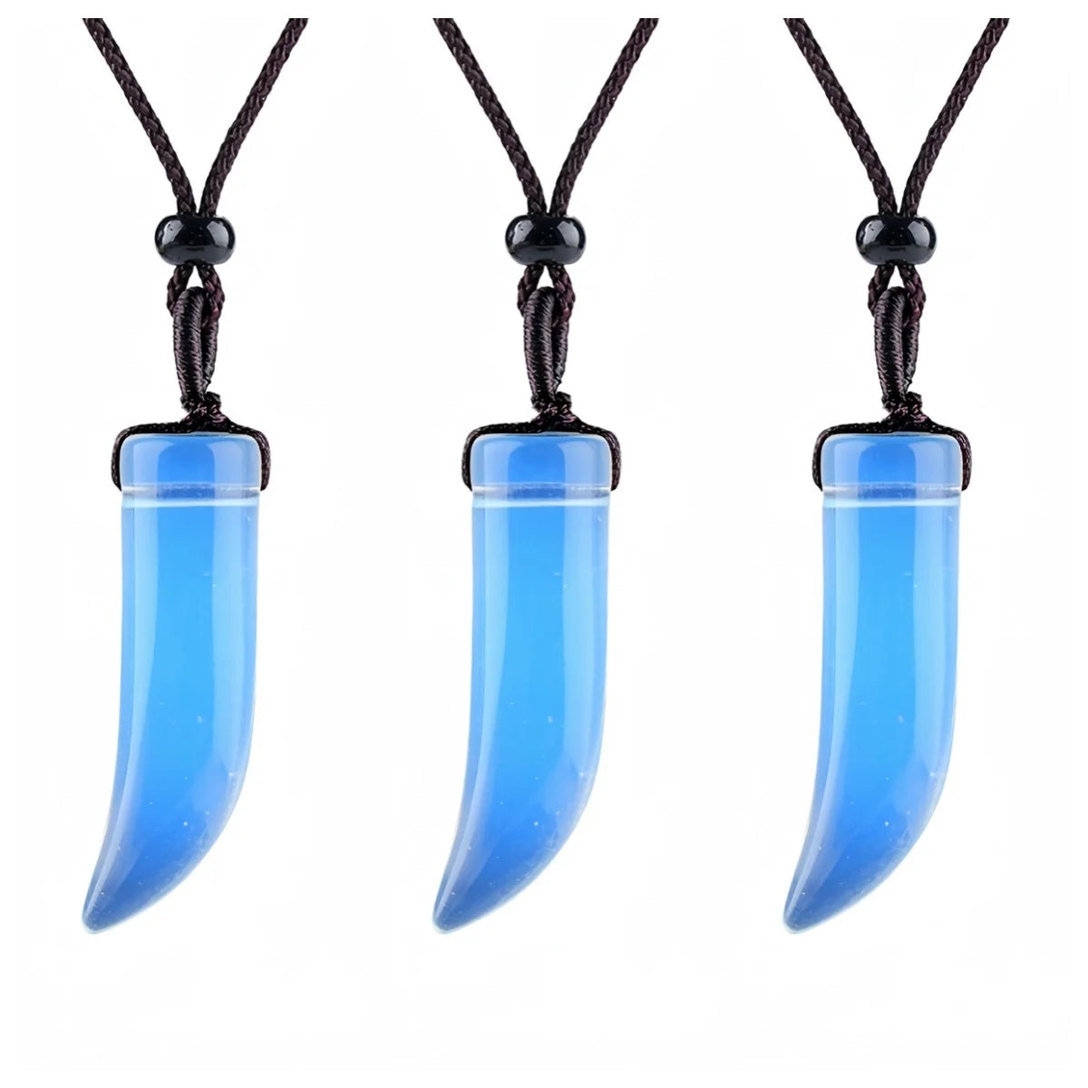 Opalite Ox-Horn Stone Pendant Necklace Adjustable Rope In Gift Box Healing Stone Choker for Men Women #SN2017