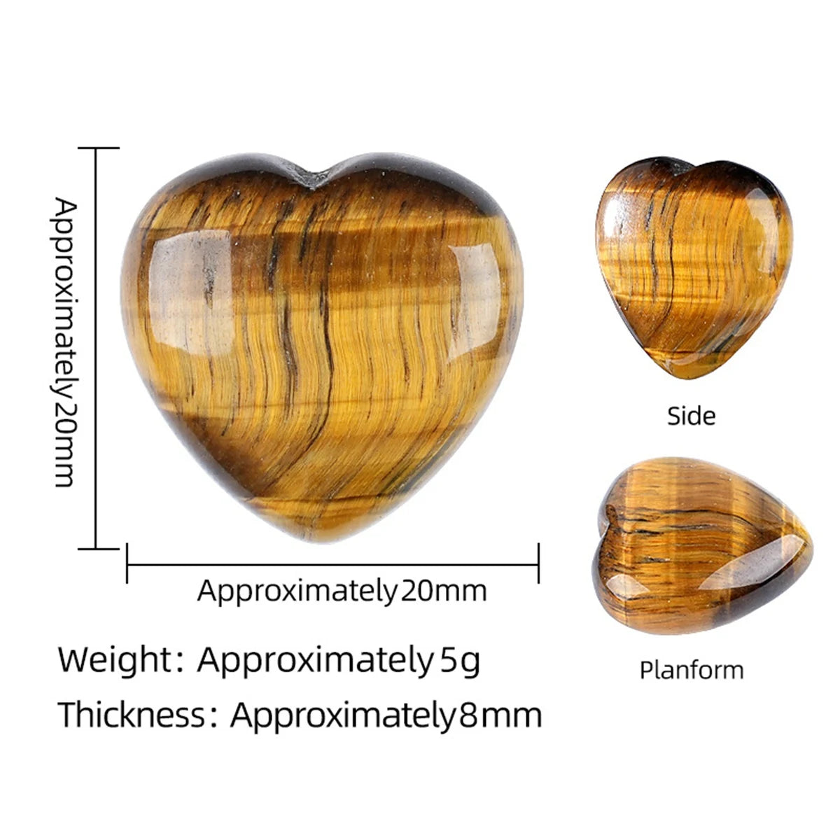 20x20x8mm Puffy Heart Crystal Stone Healing Palm Pocket Stone-SP0046