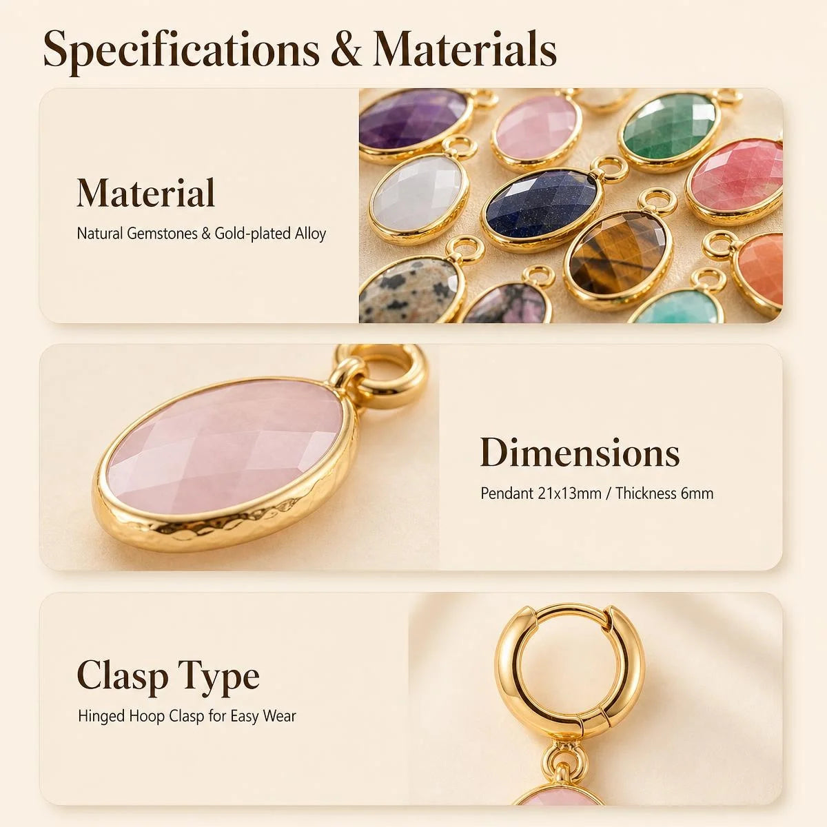 Gemstone Faceted Oval Gold Bezel Huggie Drop Earrings Gold Plated Stainless Steel Crystal Dangle Earrings Jewelry