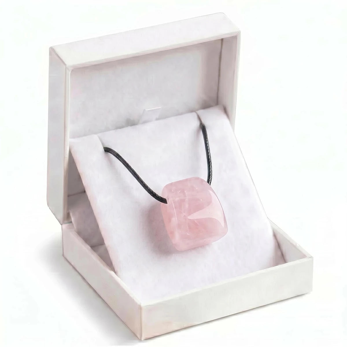 Rose QuartzTrapezoid Crystal Choker Necklace Unisex Healing Chakra Gemstone Jewelry Adjustable Rope Comes in Gift Box