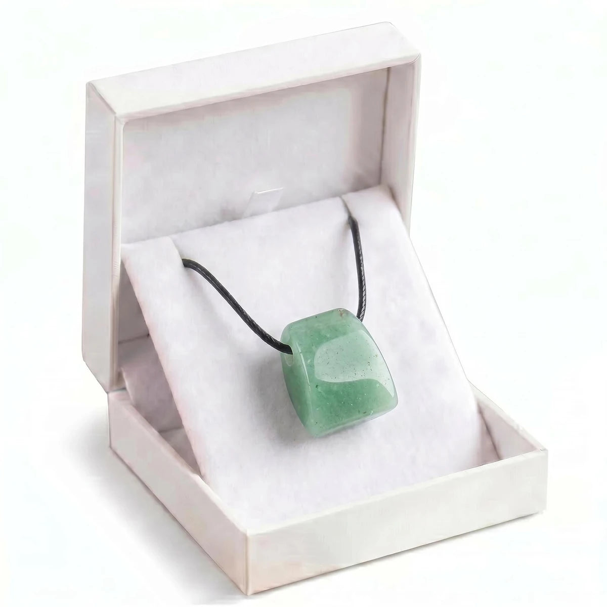 Green Aventurine Trapezoid Crystal Choker Necklace Unisex Healing Chakra Gemstone Jewelry Adjustable Rope Comes in Gift Box