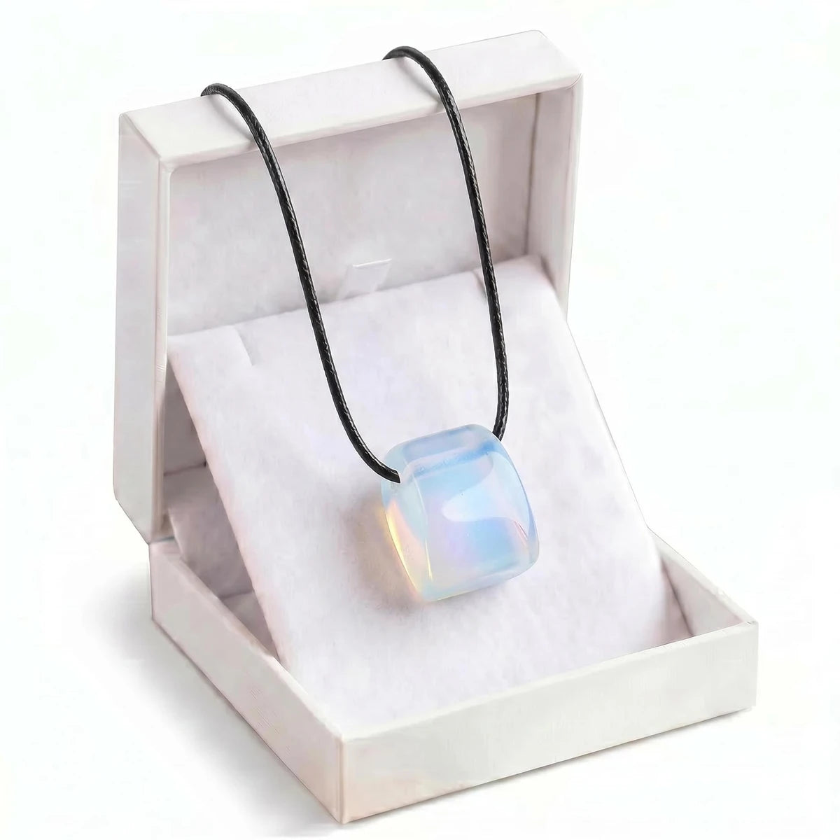 Opalite Trapezoid Crystal Choker Necklace Unisex Healing Chakra Gemstone Jewelry Adjustable Rope Comes in Gift Box
