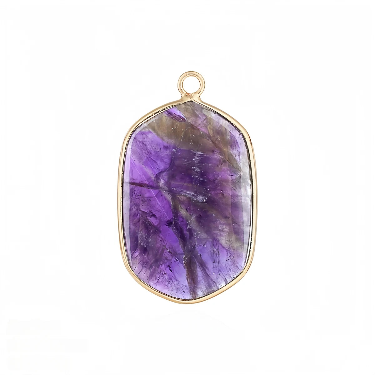 Gemstone Hexagonal Pendants for DIY Making Jewelry Luxury Gold Edge Crystal Stone Charms Women Gift #SP2059