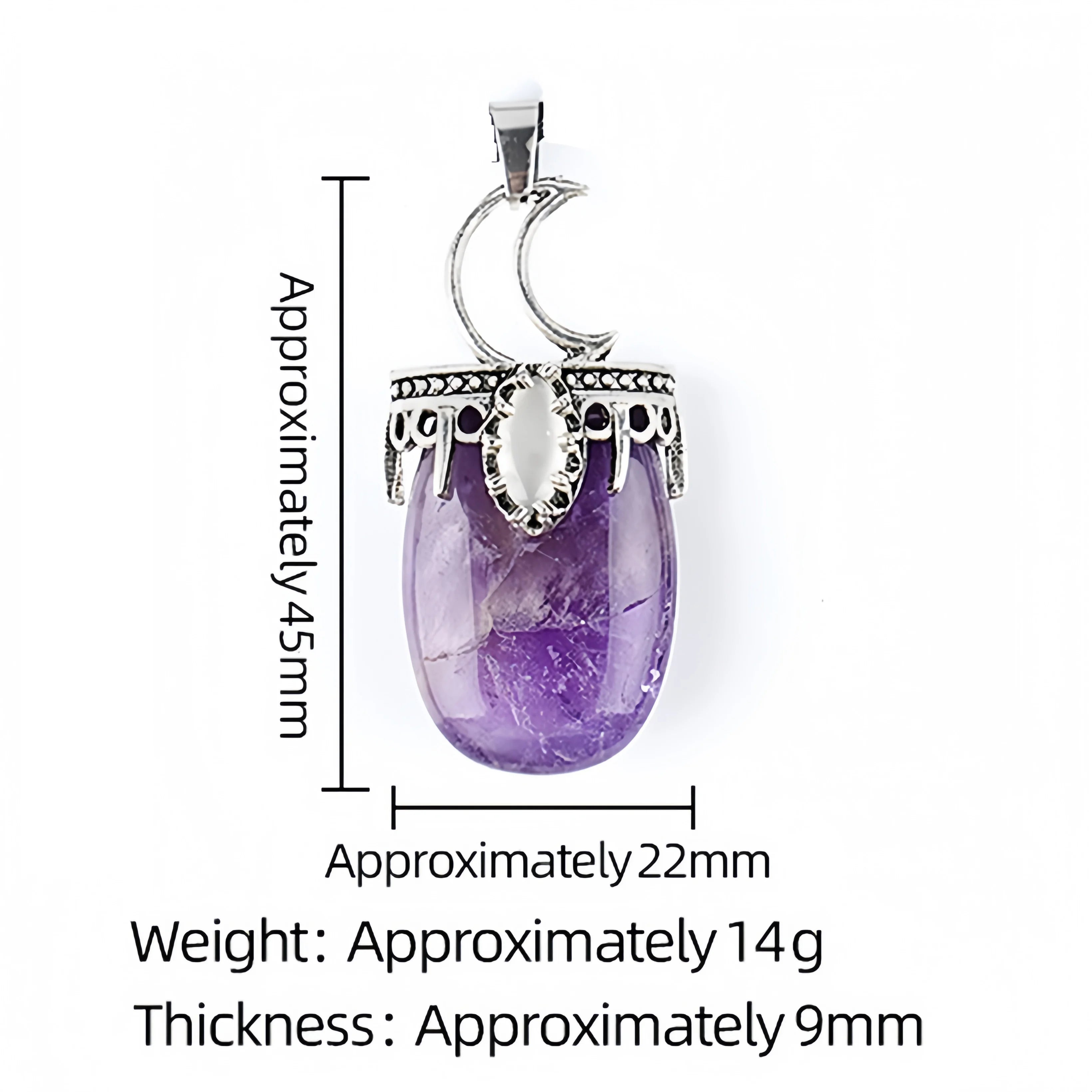 Natural Stone Pendants for Jewelry Making 22x45mm Crescent Moon Gemstone Charm Vintage Frame for DIY Crafts #SP2055