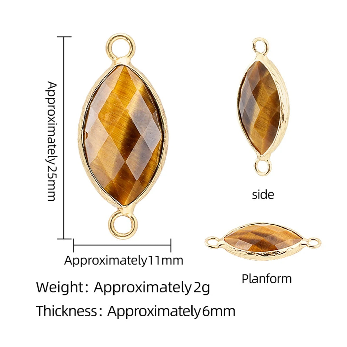 Faceted Horse Eye Gemstone Connectors Charms with Double Loops DIY Jewelry #SP2046