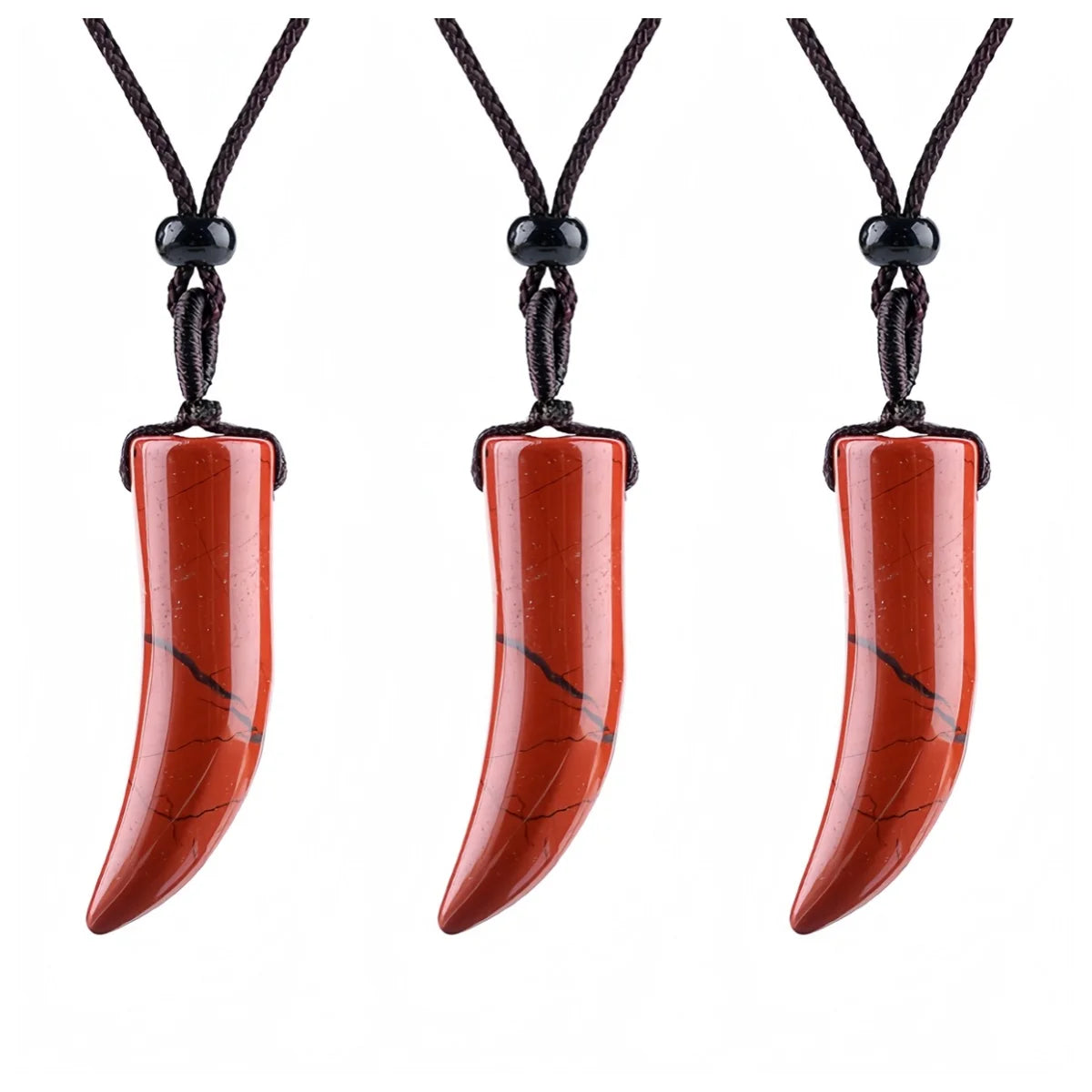 Red Jasper Ox-Horn Stone Pendant Necklace Adjustable Rope In Gift Box Healing Stone Choker for Men Women #SN2017