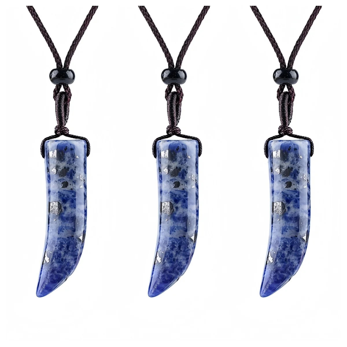 Sodalite Ox-Horn Stone Pendant Necklace Adjustable Rope In Gift Box Healing Stone Choker for Men Women #SN2017