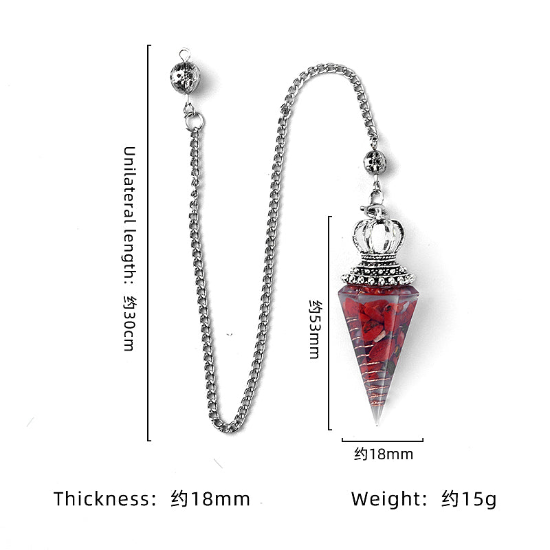 Silver Crown Resin Crystal Orgone Pendulum Pendant Dowsing Charm Chain