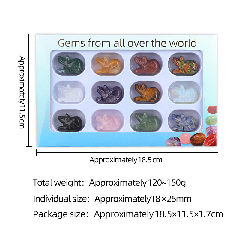 1.0Inch Hand Carved Mouse Gemstone Figurine Ornament 12PCS In Box for Home Office Desk Decor #SP1878-12PA