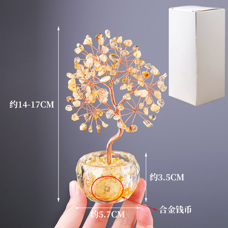 Handmade Natural Stone Money Tree Decor | Exquisite Crystal Bonsai Ornament for Prosperity & Healing | Unique Office & Home Gift #SP1880