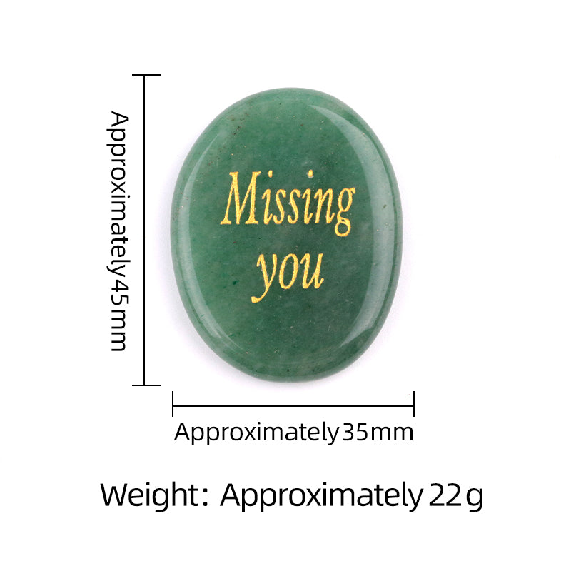Worry Healing Palm Stones for Meditation Prayer Home Decor ( Missing You) 35x45MM #SP1904G-W02