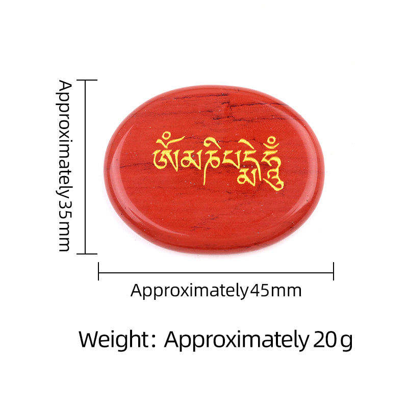 Worry Healing Palm Stones for Meditation Prayer Home Decor ( Om Mani Padme Hum) 35x45MM #SP1904G-W06