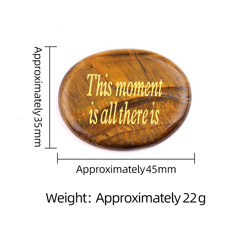 Worry Healing Palm Stones for Meditation Prayer Home Decor with (This Monent is all there is )-35x45MM #SP1904G-W01