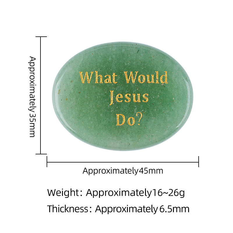 Worry Healing Palm Stones for Meditation Prayer Home Decor with (WhatWould Jesus Do? )35x45MM #SP1904G-W14