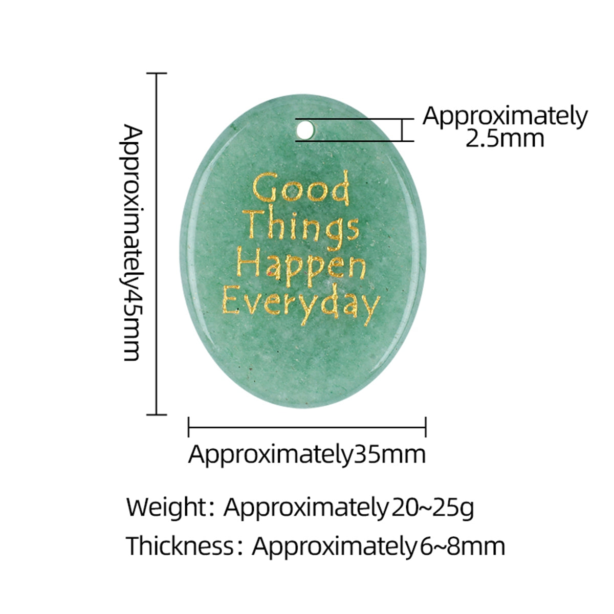 35x45mm Oval Gemstone Pendant "Good Things Happen Everyday" – Natural Stone Charm for Jewelry Making