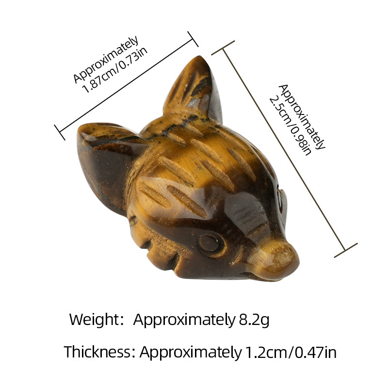 1.0 Inch Hand Carved Fox Head Gemstone Figurine Ornament for Home Office Desk Decor #SP1962