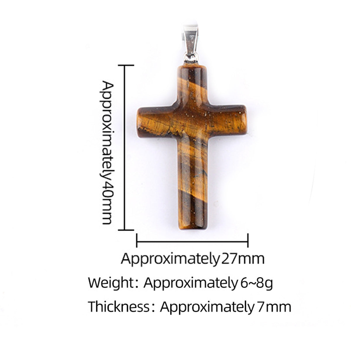 Natural Gemstone Cross Drop Earrings for Women – 27x40mm Tumbled Stone Pendant Earrings with Silver Hook, Religious Jewelry for Faith, Fashion & Daily Wear – Multiple Colors Available