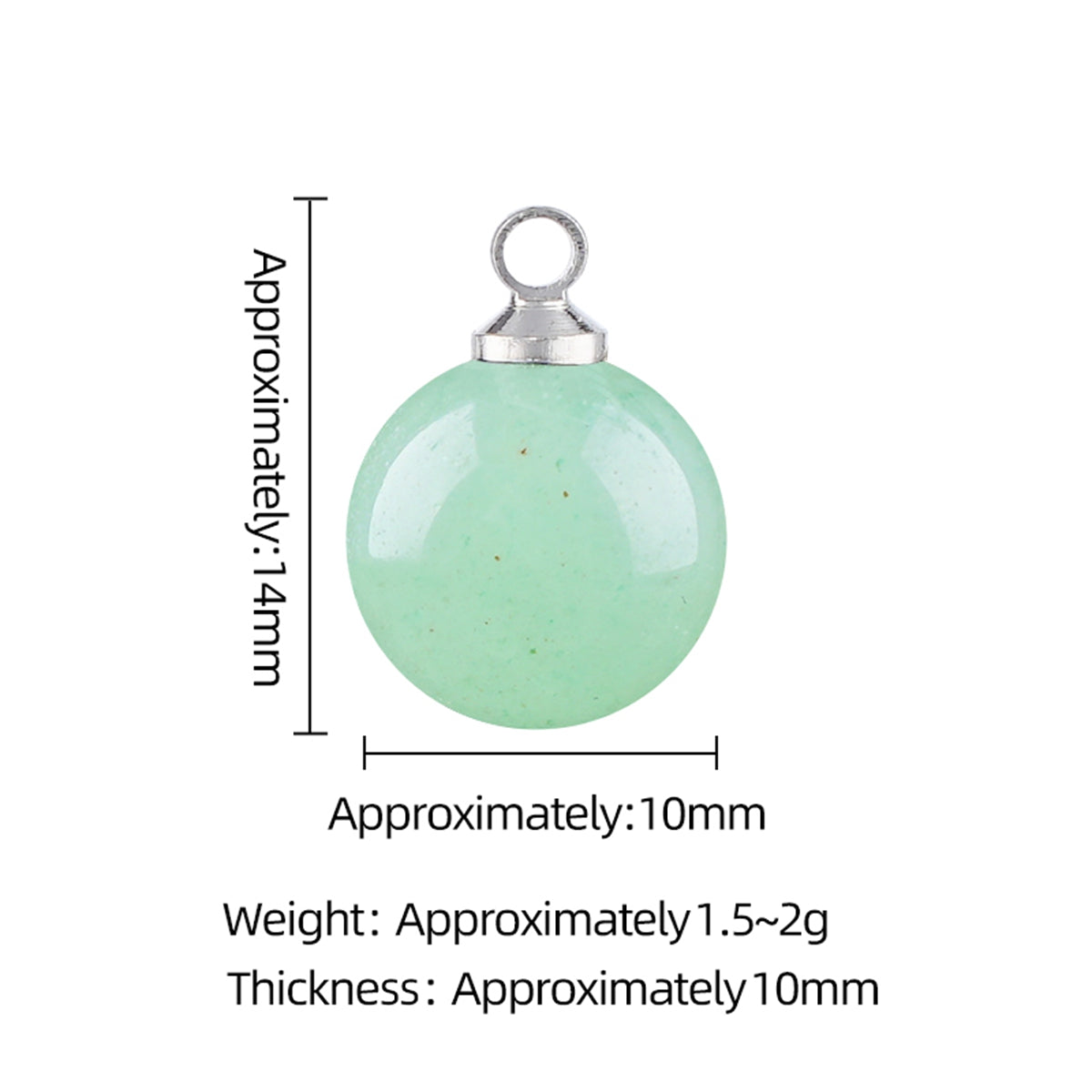 10MM Gemstone Round Ball Pendant Silver Cap for DIY Jewelry Making