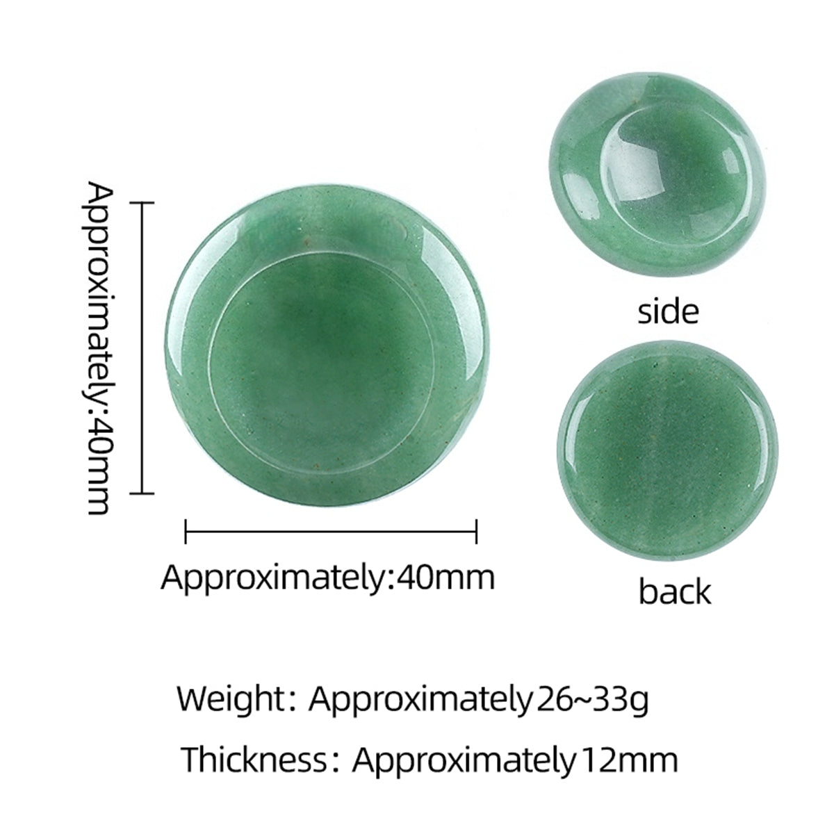Natural Stone 40MM Disc Gemstone Worry Stone Thumb Palm Pocket Crystal Therapy Stress Relief