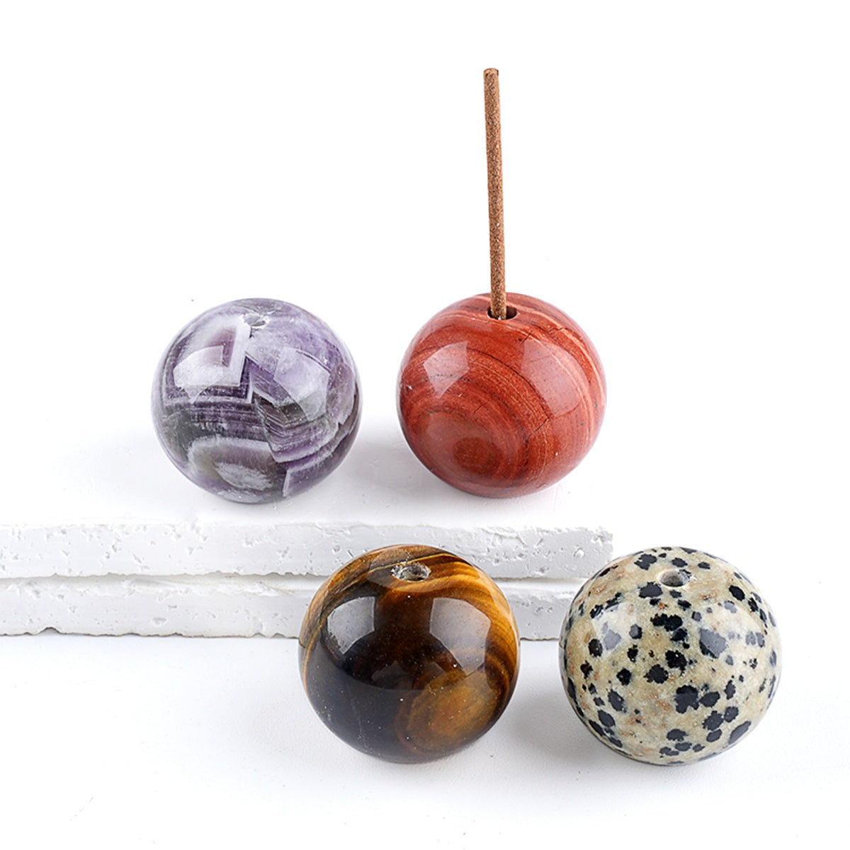 25MM Red Jasper Sphere Incense Stick Holder for Meditation, Yoga, Office & Home Decor