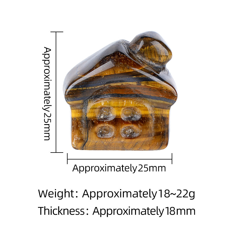 1.0Inch Handmade Carved Gemstone House Ornament For Home Office Desk Decor Mini Stone Animal Figurine Statue Reiki Healing Crystal