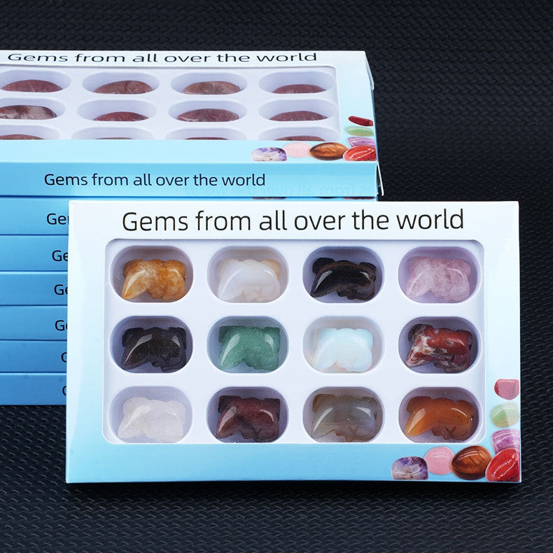 Plastic Display Collection Box for 12PCS Stone Pendant or Figurine Ornament Gift
