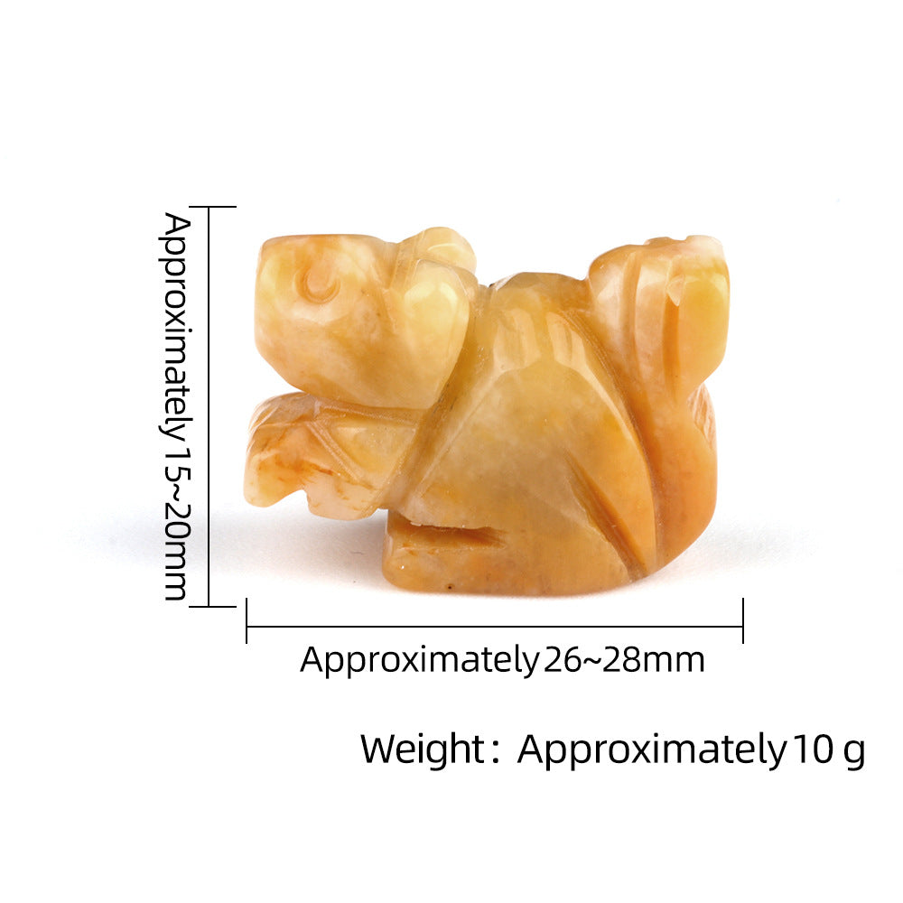 1.0 Inch Hand Carved Squirrel Gemstone Figurine Ornament for Home Office Desk Decor #SP2322