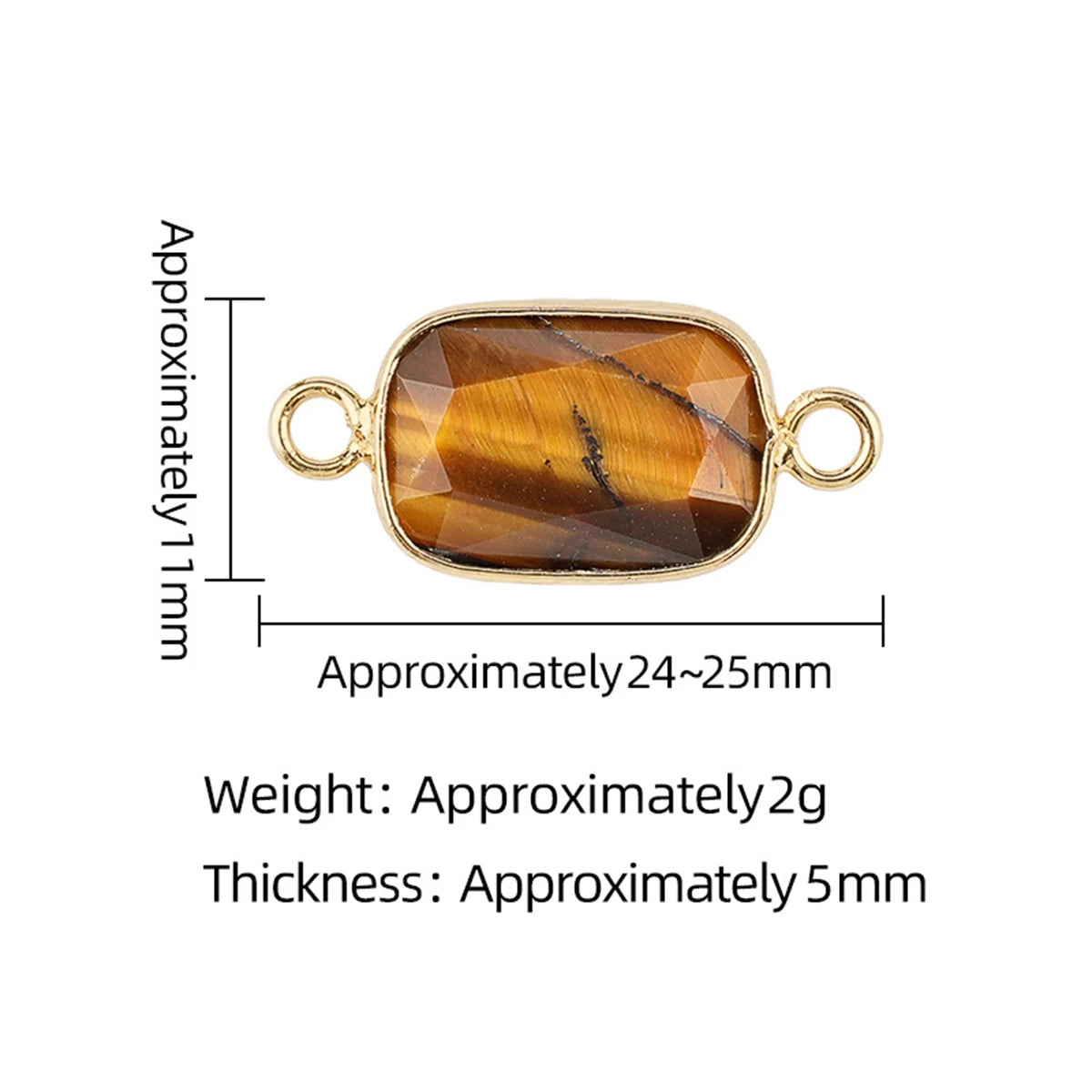 Rectangle Stone Connector Faceted Double Loop Links Pocket Healing Reiki Chakra Decor DIY Jewelry Making #SP2047