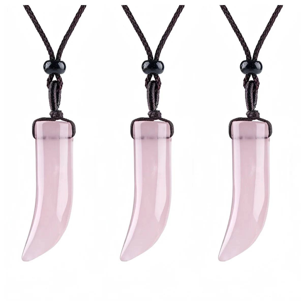 Rose Quartz Ox-Horn Stone Pendant Necklace Adjustable Rope In Gift Box Healing Stone Choker for Men Women #SN2017