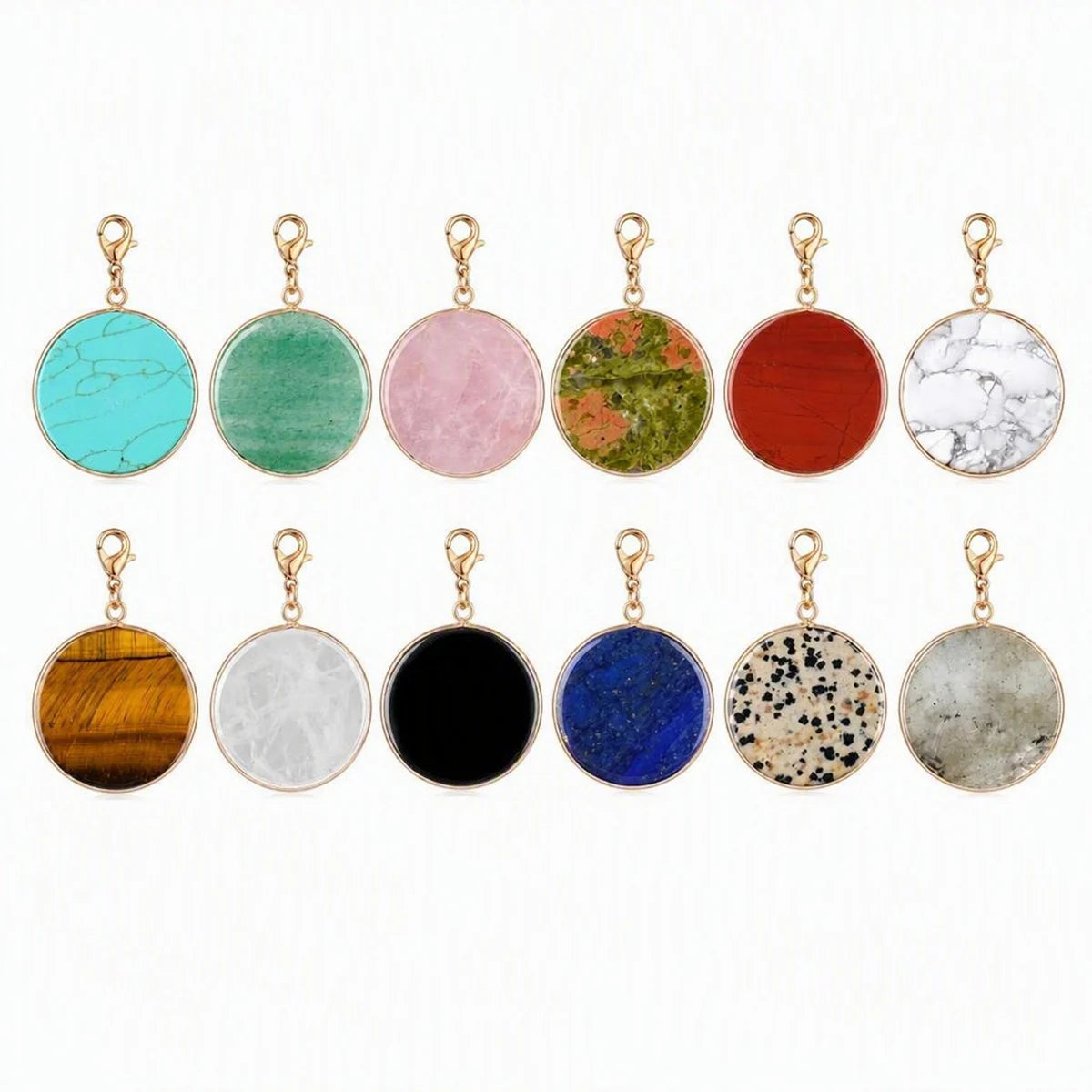 30mm Round Gemstone Pendant Tag Charm for DIY Necklaces, Earrings & Bracelets #SP2060