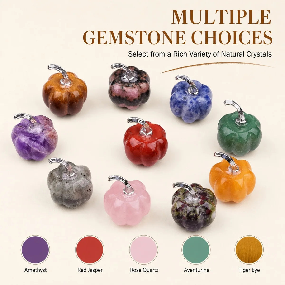 20mm Mini Crystal Pumpkin Pendant Gemstone Charm for Halloween Home office Decoration Handmade Craved