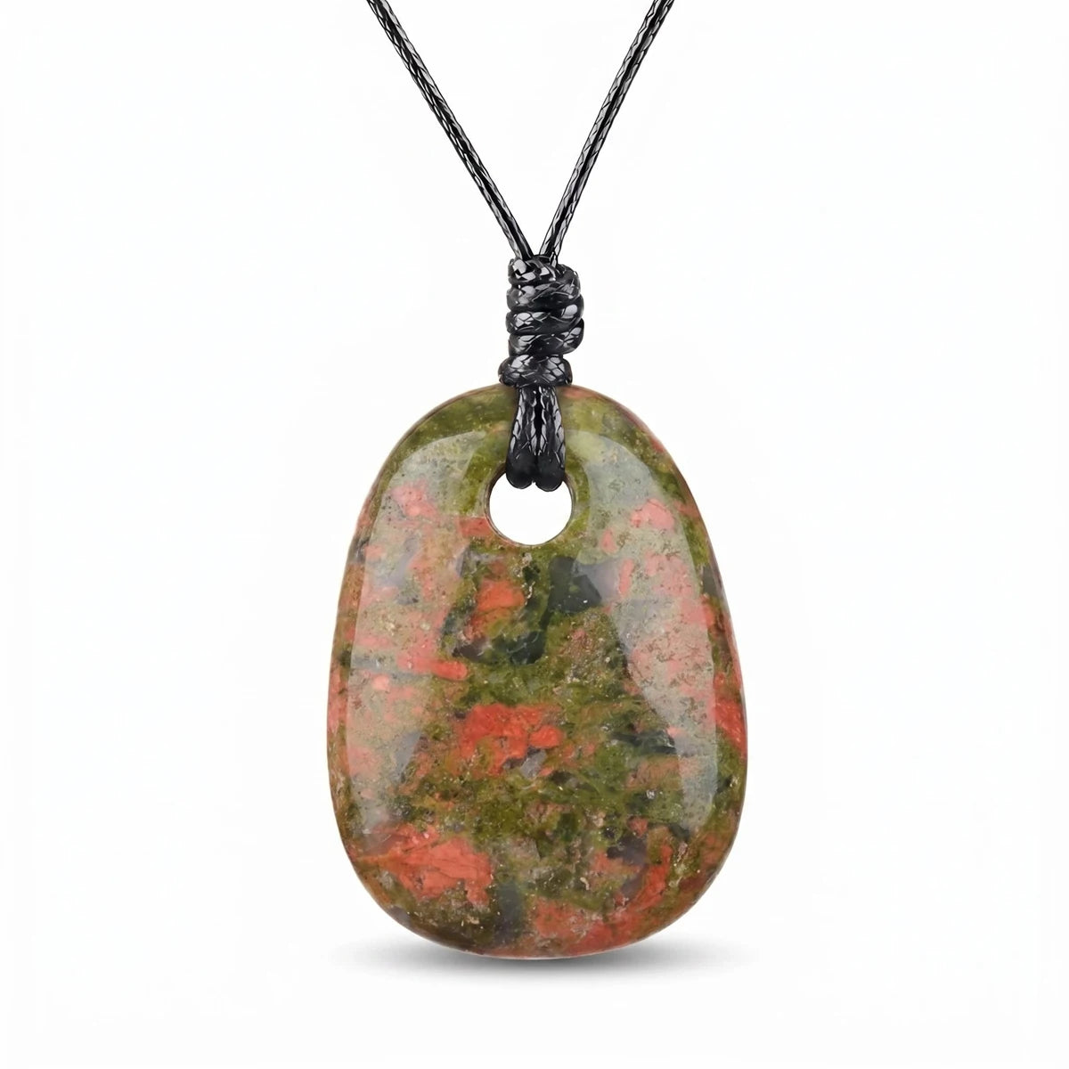 Unakite Trapezoid Crystal Pendant Necklace Adjustable Rope Choker Natural Stone Healing Reiki Jewelry Unisex Gift Box #SN2028