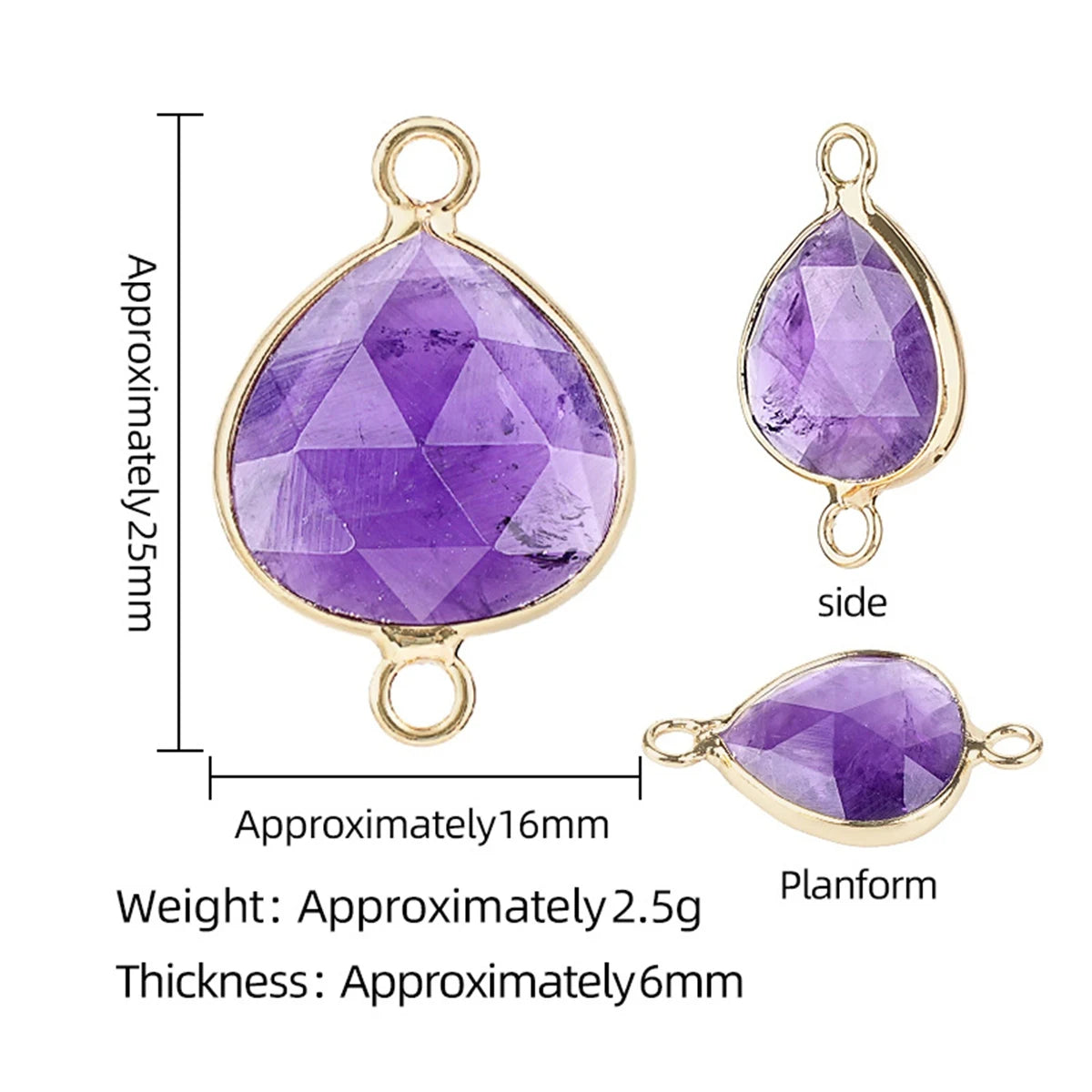 Faceted Teardrop Gemstone Connectors Charms with Double Loops DIY Jewelry Bracelet Necklace #SP2048