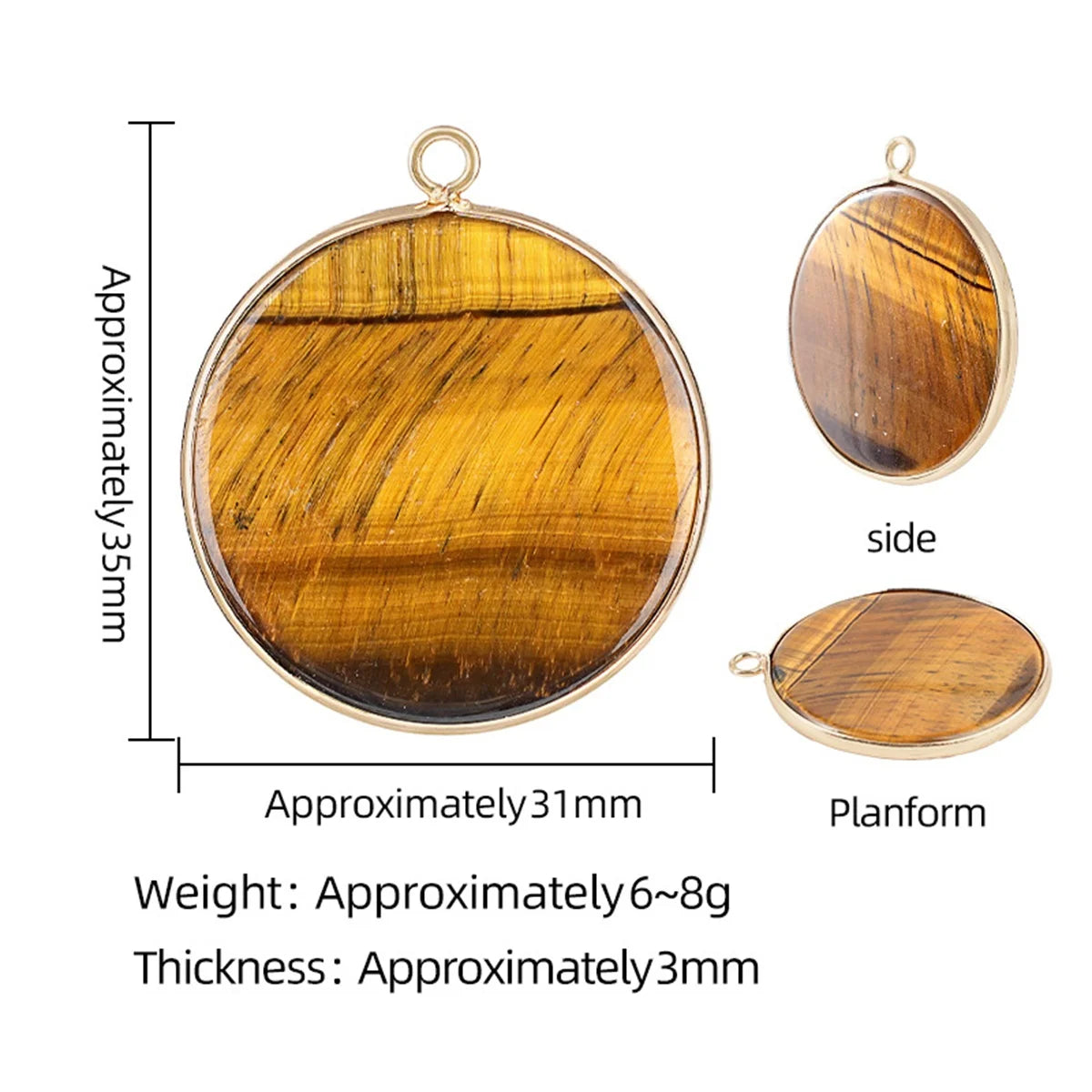 Handcrafted 30mm Natural Gemstone Pendant Necklace | Gold Bezel Healing Crystal Jewelry #SP2060