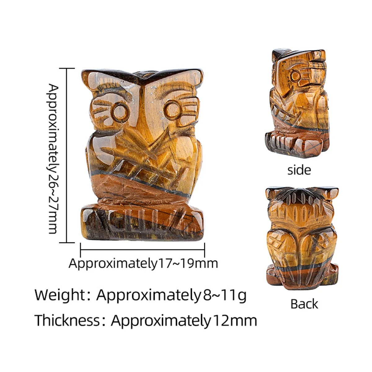 25mm Gemstone Owl Carving | Hand-Polished Crystal Animal Sculpture Home Decor Gift