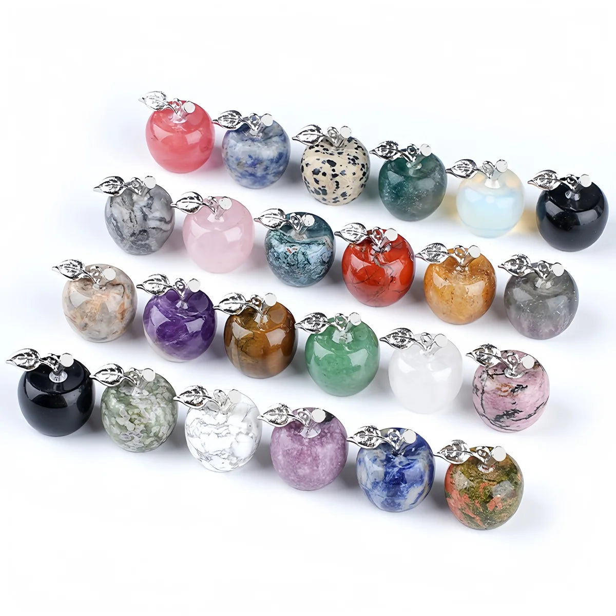 Handmade Craved 20mm Gemstone Apple Pendant Crystal Beads for DIY Jewelry Necklace Making Home office Decor SP1371