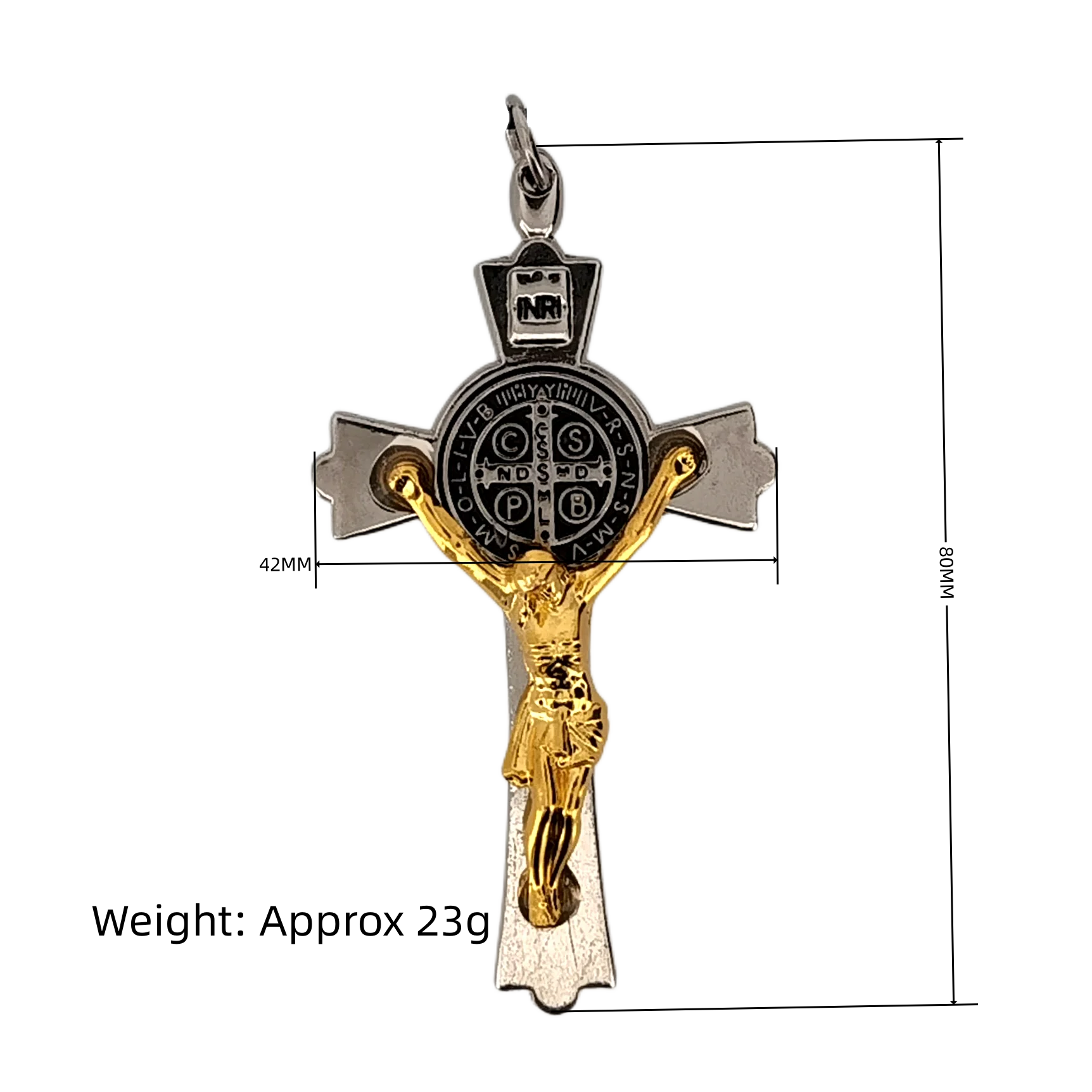 Catholic Saint Benedict Crucifix Necklace, Stainless Steel San Benito Medal Cross Pendant, Religious Protection Jewelry for Men & Women