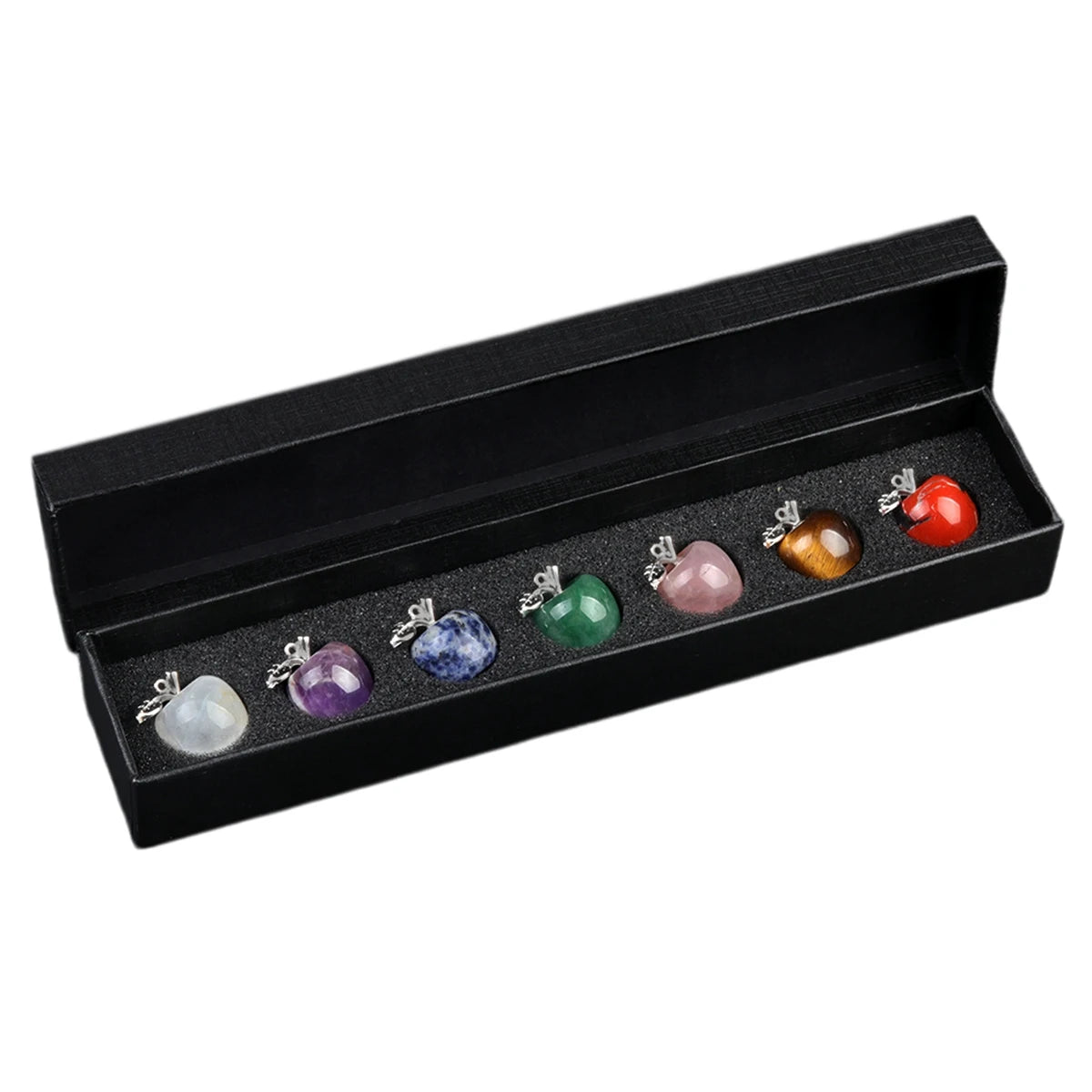 7pcs/set Natural Mixed Gemstone Apple Pendant Crystal Charms DIY Jewelry Making