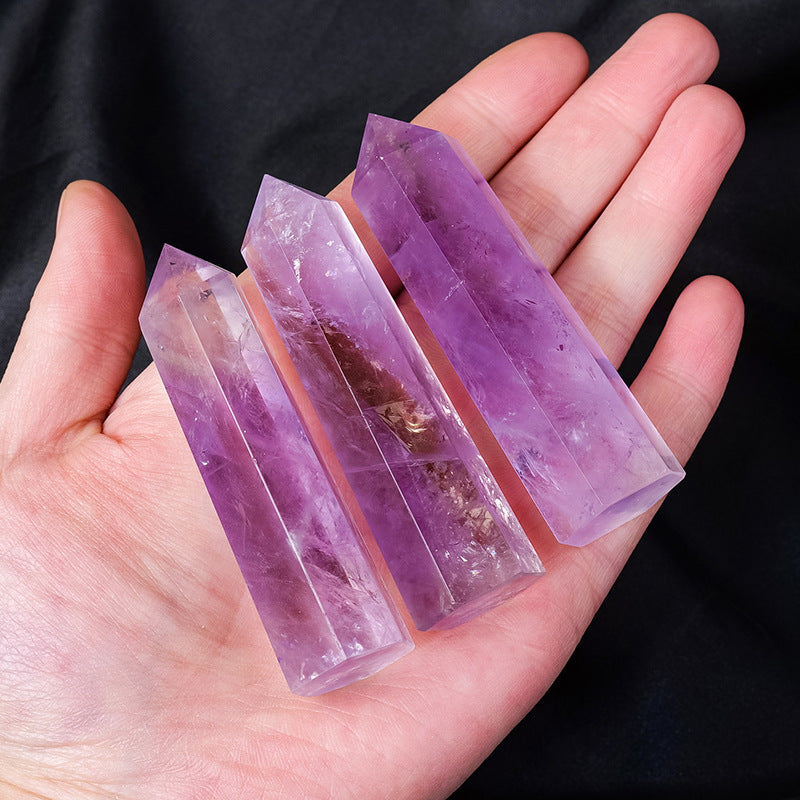 Light Amethyst Hexagonal Pillar For Home Decor Quartz Crystal Tower- Spiritual Protection & Energy Balance Wand