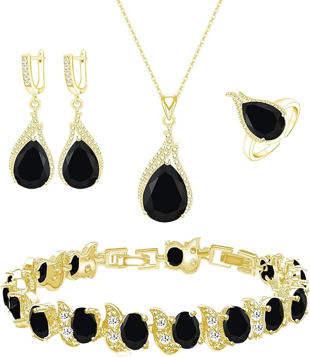 Necklace Bracelet Earring Ring Gemstone Set Jewelry