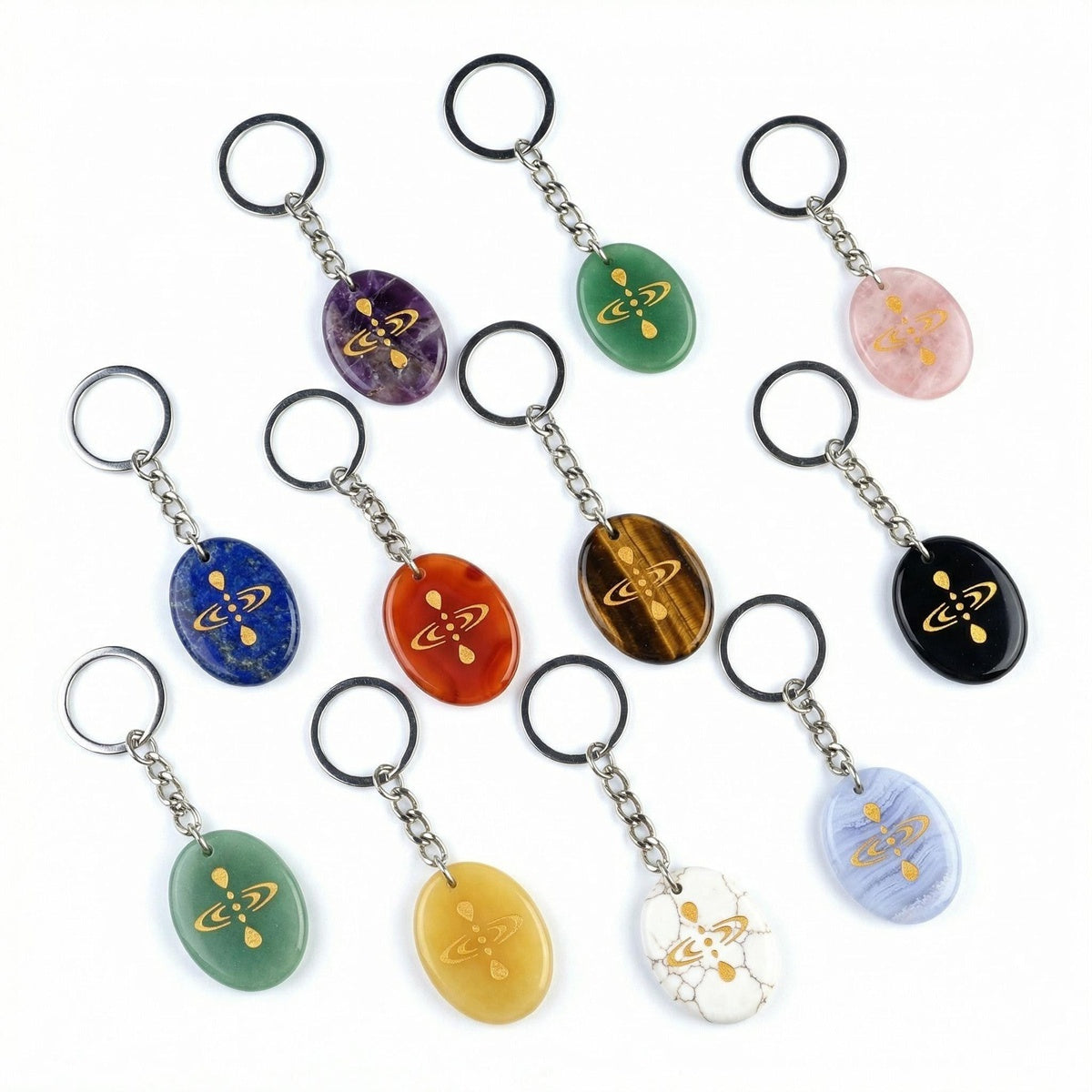 Words Gemstone Pendant Keychain