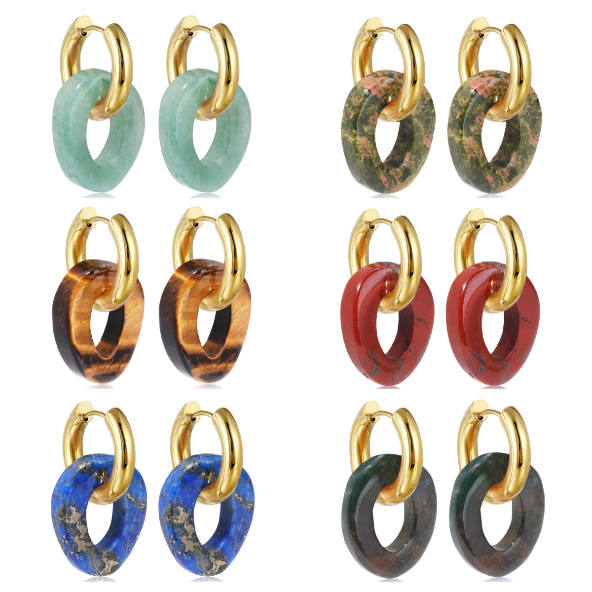 Gemstone Hoop Earrings