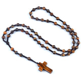 Natural Stone Cross Necklace Handmade 6mm Bead Rosary Jewelry Adjustable Spiritual Meditation Prayer Beads for Men Women Gifts SN2031
