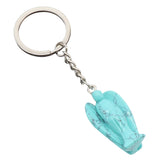 Handmade Craved 1.0Inch Gemstone Angel Pendant Charms Keychain #KC1531