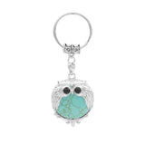 Silver Owl Gemstone Pendant  Bird Animal Keychain KC1758S