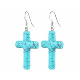 Turquoise Cross Pendant 27X40mm Gemstone Jewelry Necklace Earrings for Women Men