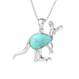 Silver Kangaroo Gemstone Pendant Necklace for Women Men #SN1765 Animal Charms Beads Chain Jewelry
