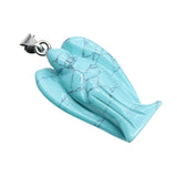 Handmade Craved 1.0Inch Gemstone Angel Pendant For Making Jewelry #SP1531