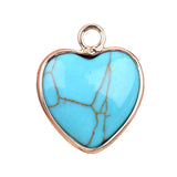 15mm Heart Gemstone Pendant Charms for Diy Making Jewelry Wrapped Gold / Silver